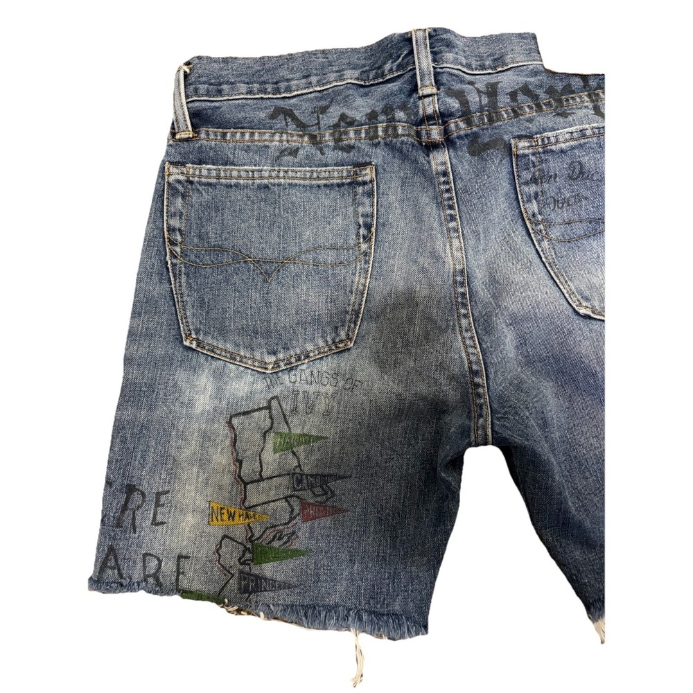 Polo Ralph Lauren Sullivan Slim Graphic Denim Shorts Men 33 Distressed Y2K Rare - Picture 10 of 14